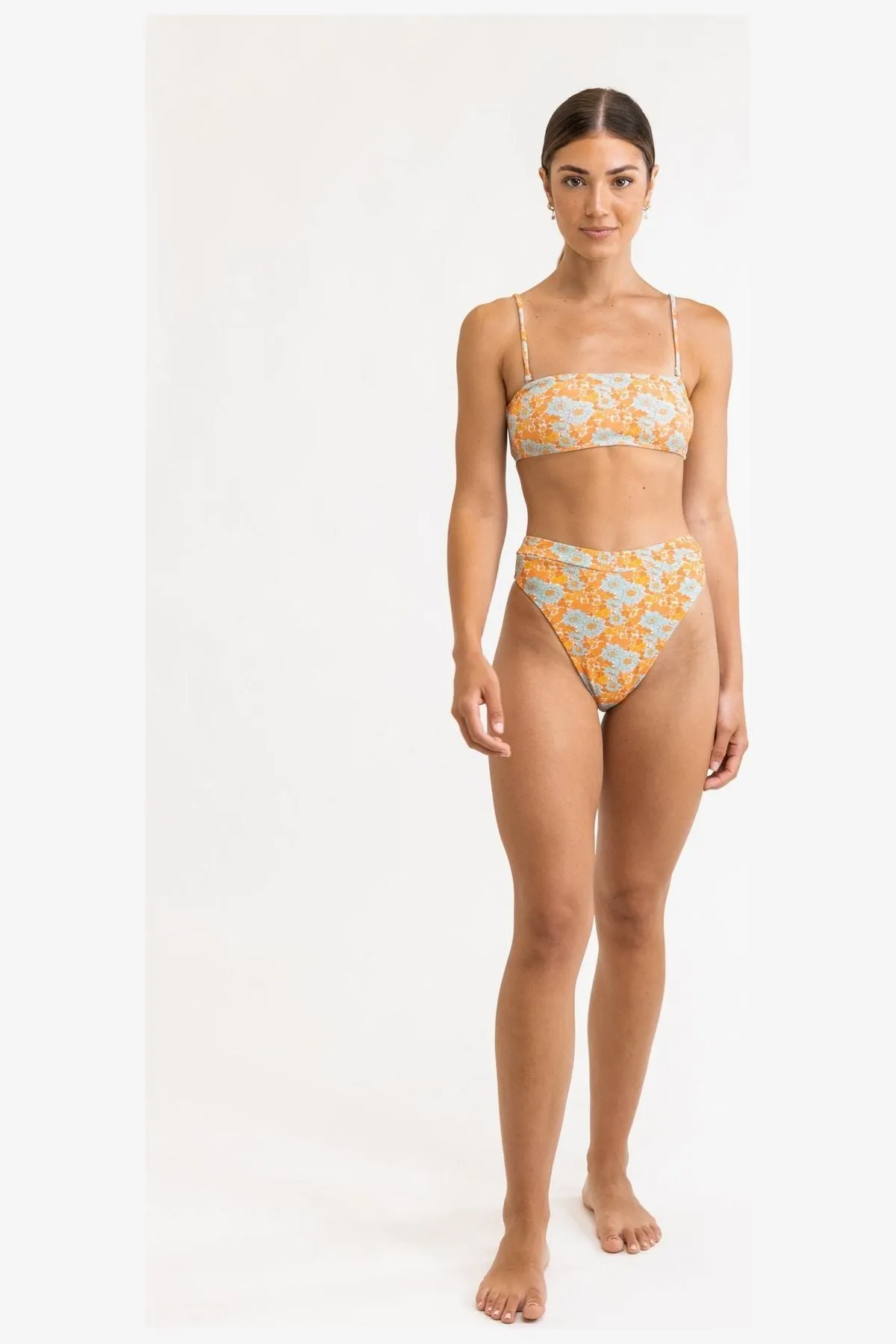 GOLDIE TERRY DEEP V HIGH WAIST PANT - APRICOT