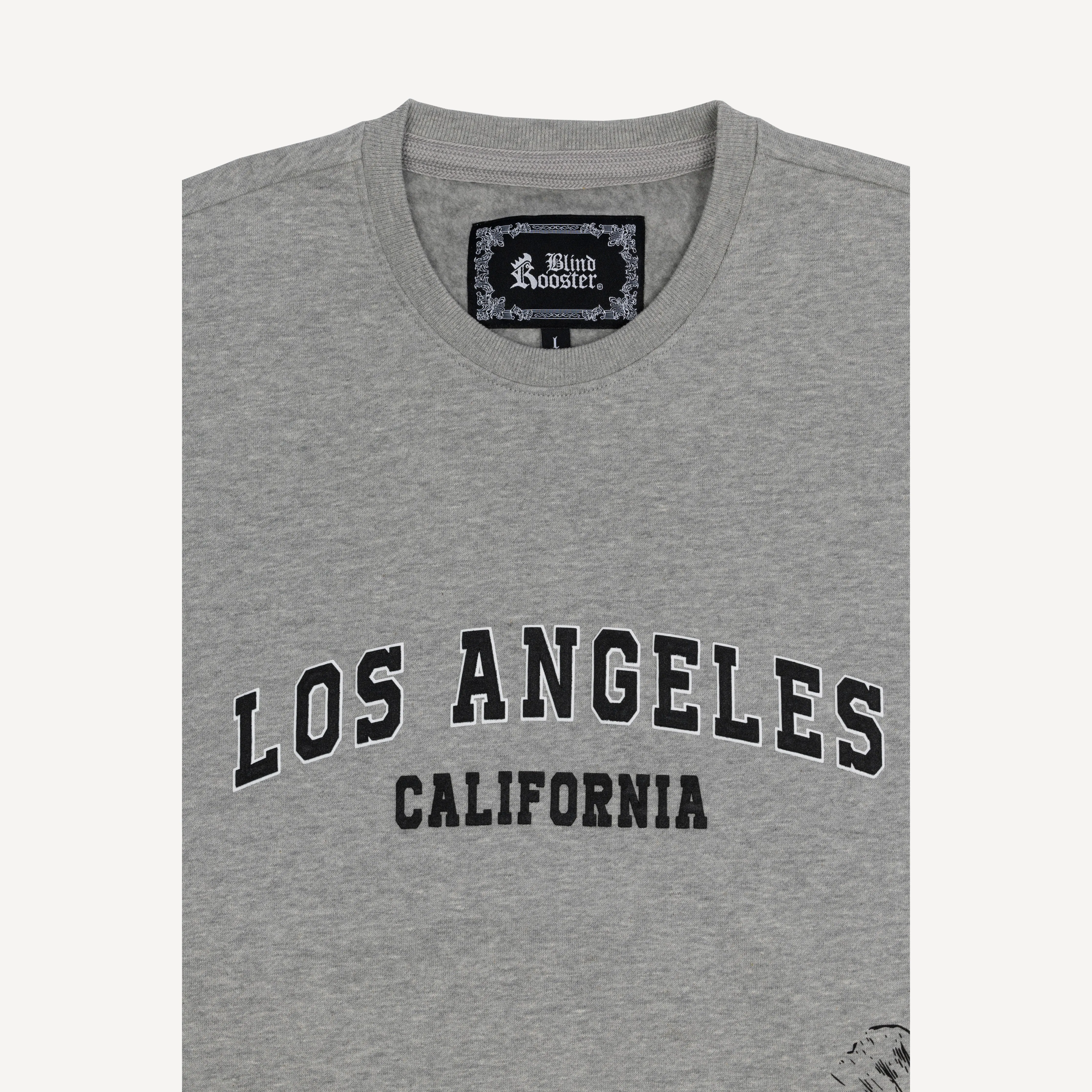 Graphic Wraparound Crewneck Sweatshirt - Heather Grey / Los Angeles