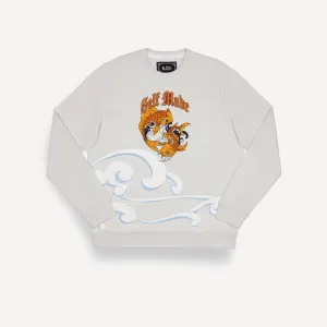 Graphic Wraparound Crewneck Sweatshirt - Oyster Mushroom / Self Made