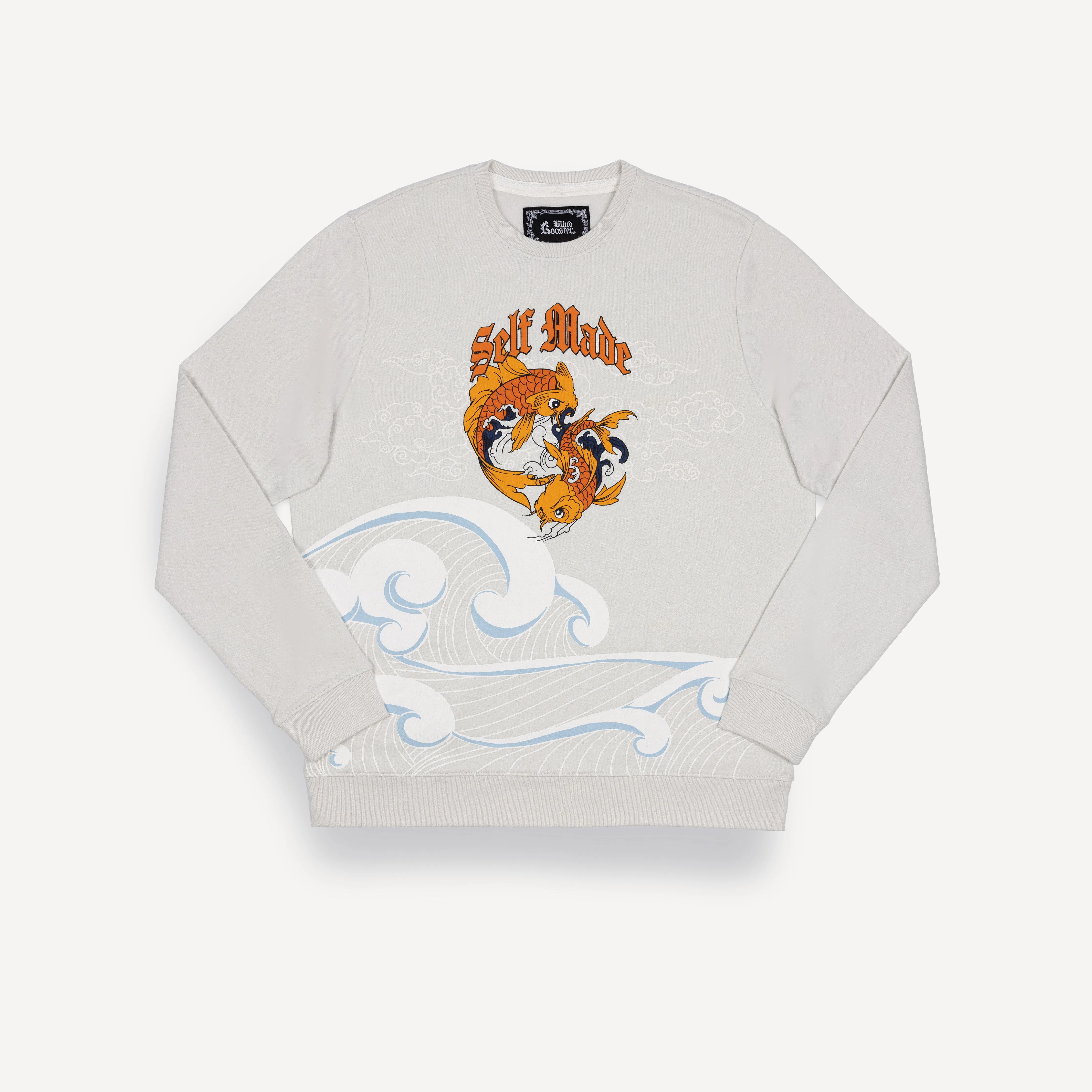 Graphic Wraparound Crewneck Sweatshirt - Oyster Mushroom / Self Made