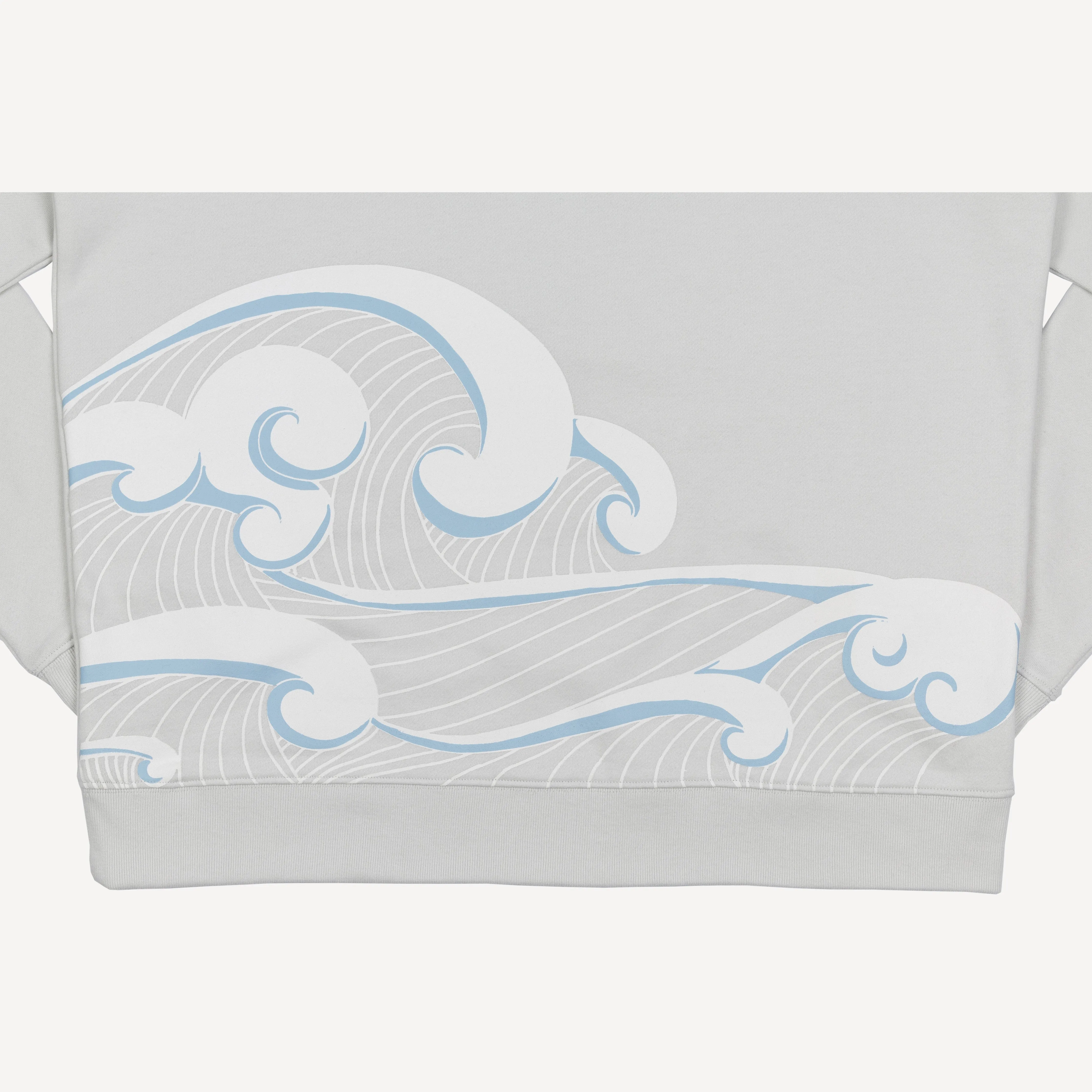 Graphic Wraparound Crewneck Sweatshirt - Oyster Mushroom / Self Made