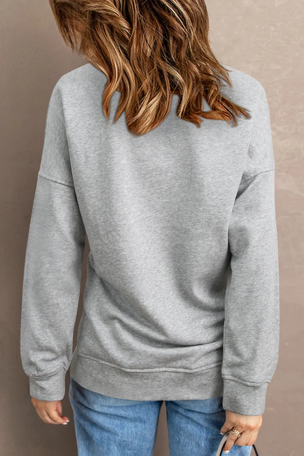 Gray Made in USA Print Long Sleeve Sweatshirt