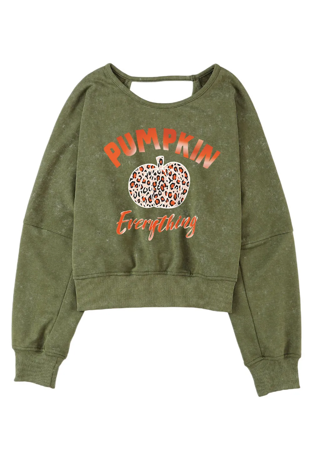 Green Pumpkin Everything Backless Pullover Sweatshirt