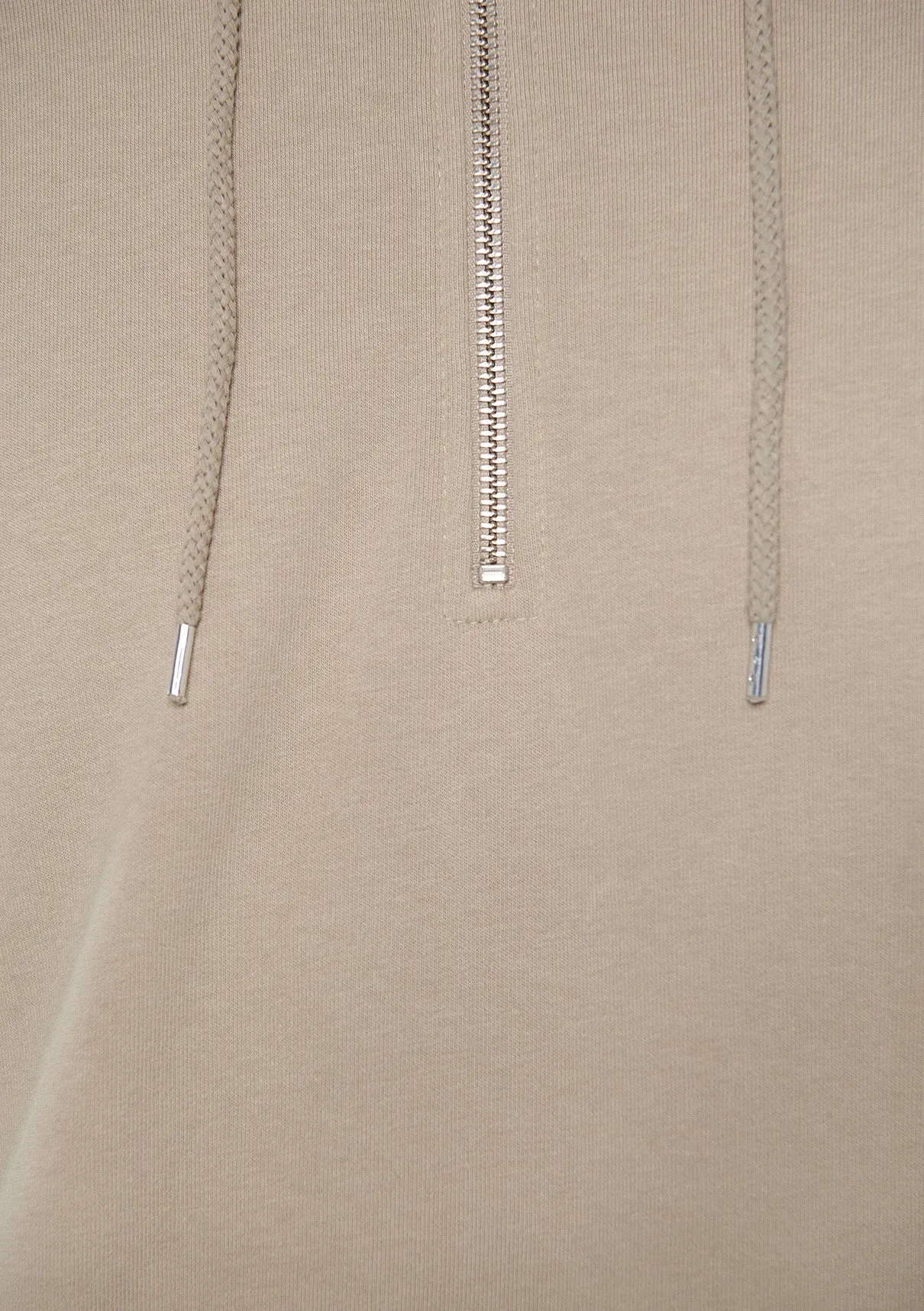 Half Zip Brown Hooded Sweatshirt