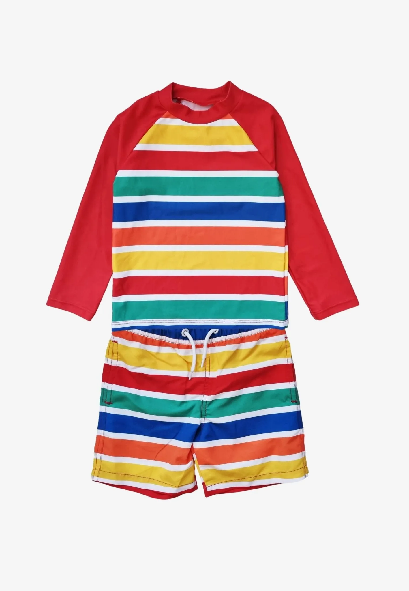 Happy Stripe Print Kids' Swim Rash Vest & Shorts Bundle