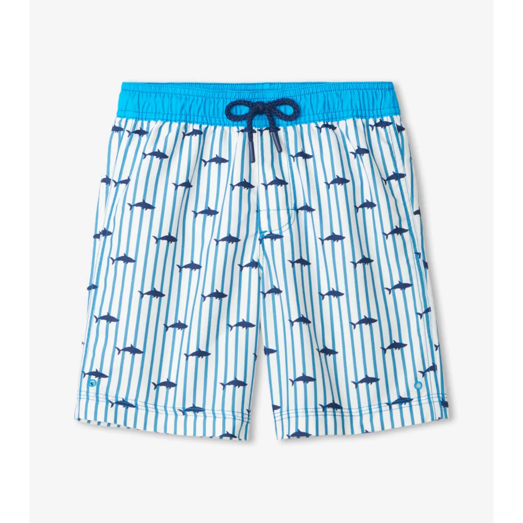 Hatley Silhouette Sharks Board Shorts - White