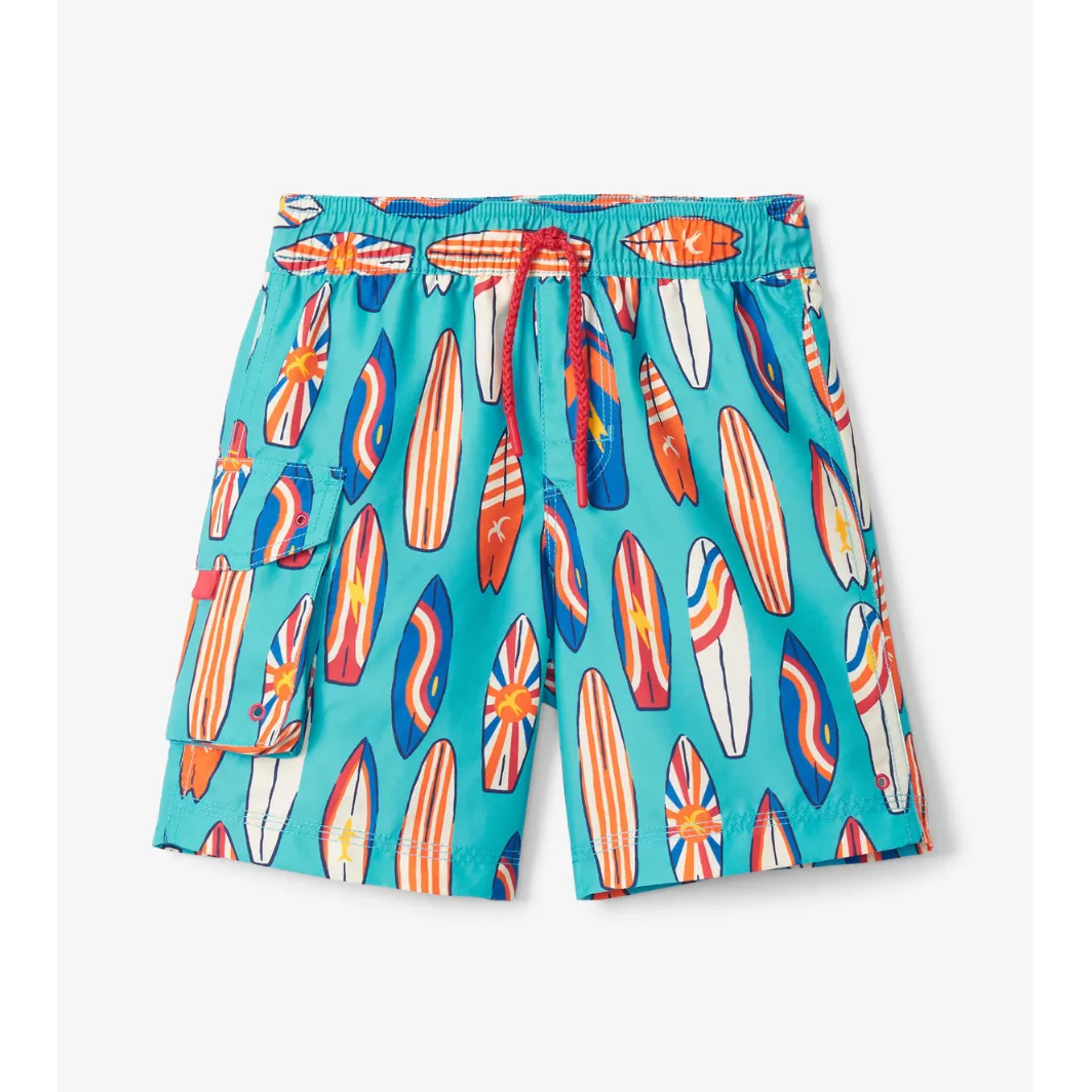 Hatley Vintage Surf Board Swim Trunks - Blue Curacao