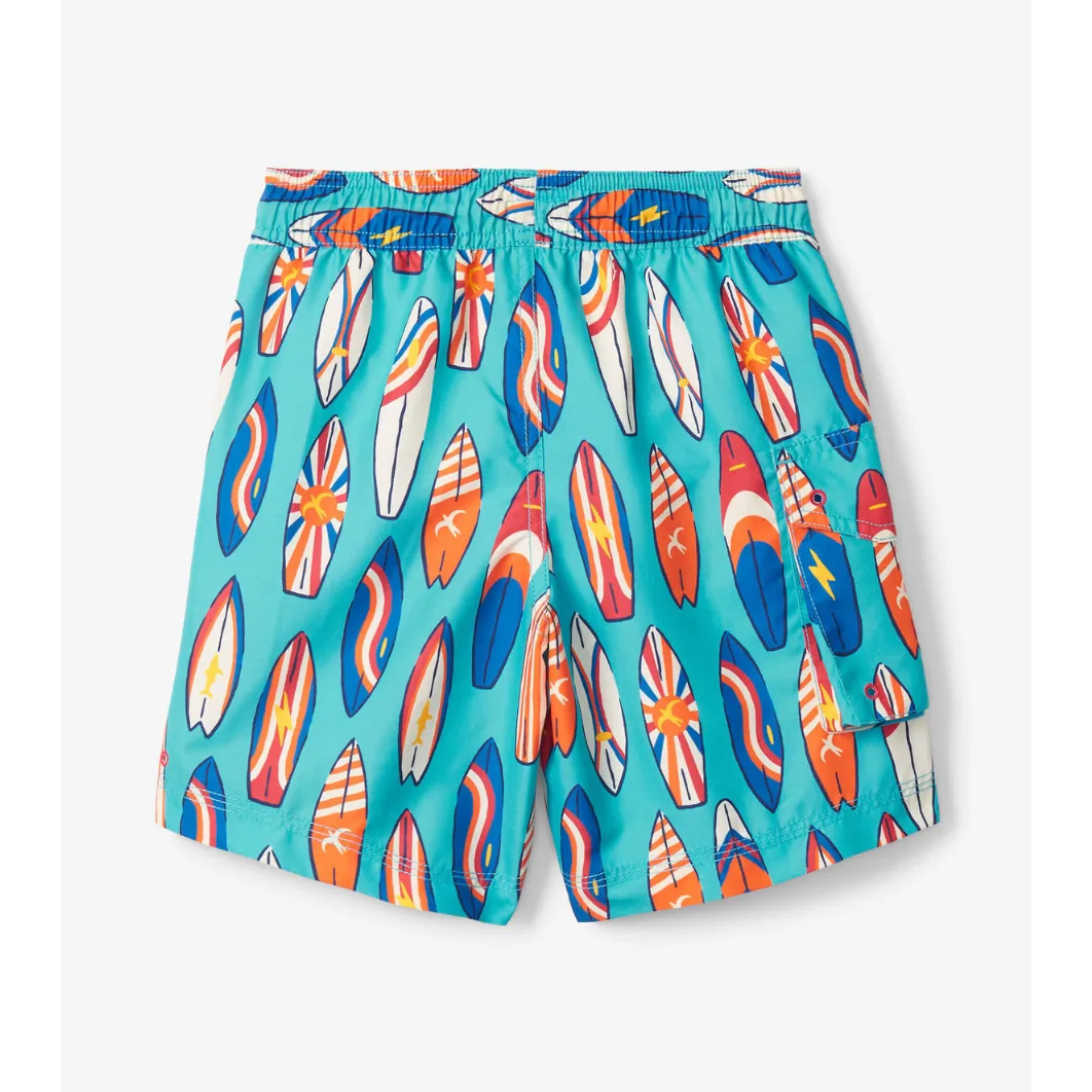 Hatley Vintage Surf Board Swim Trunks - Blue Curacao