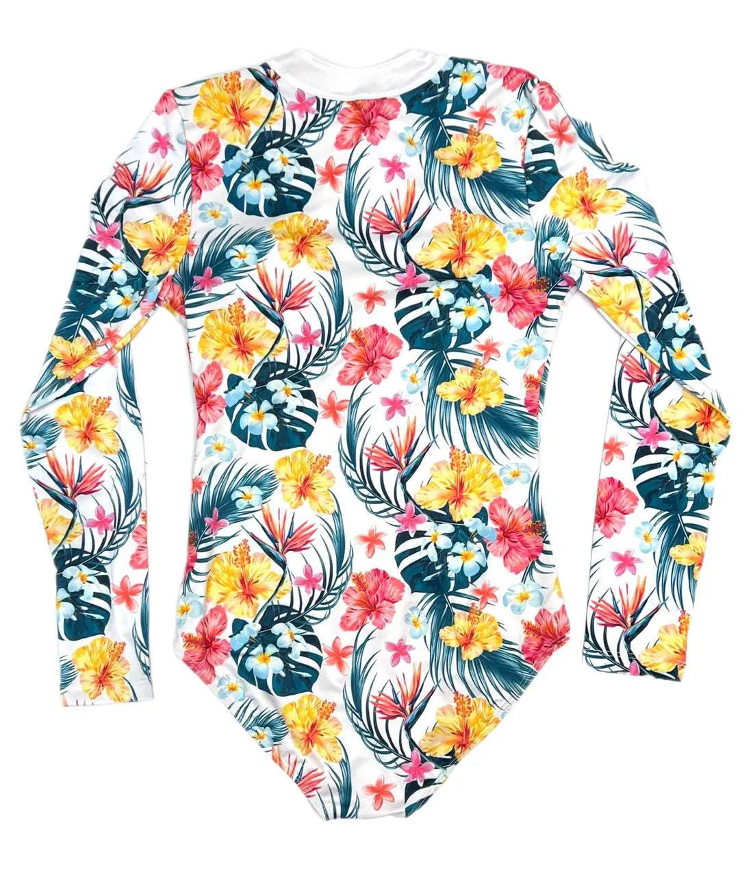 Hawaiian Flower Long Sleeve One Piece