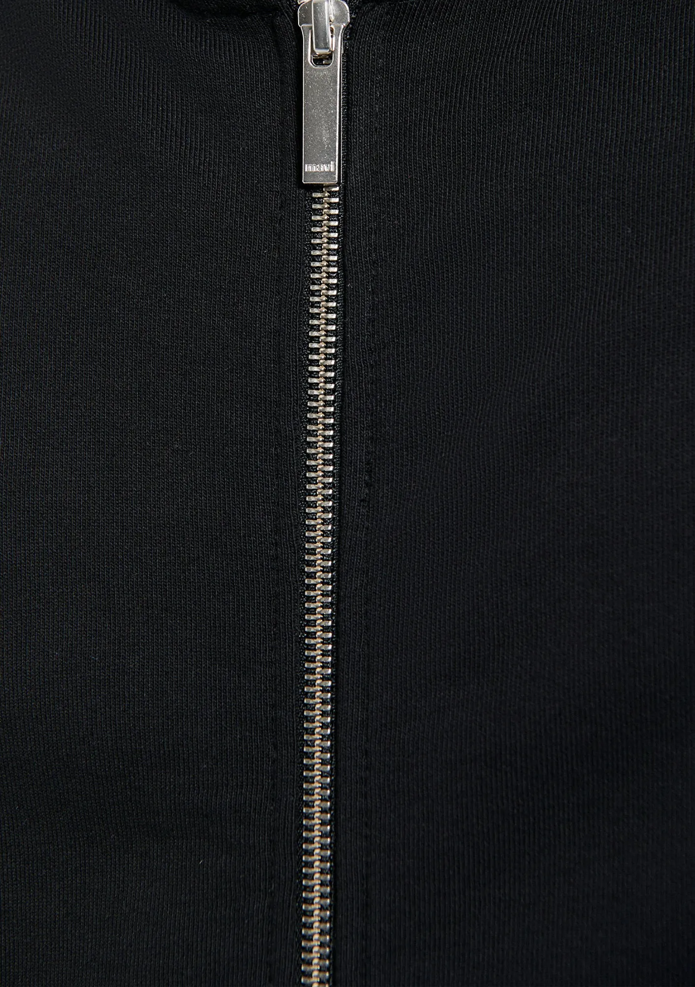 Hooded Black Basic Zip Up Sweatshirt