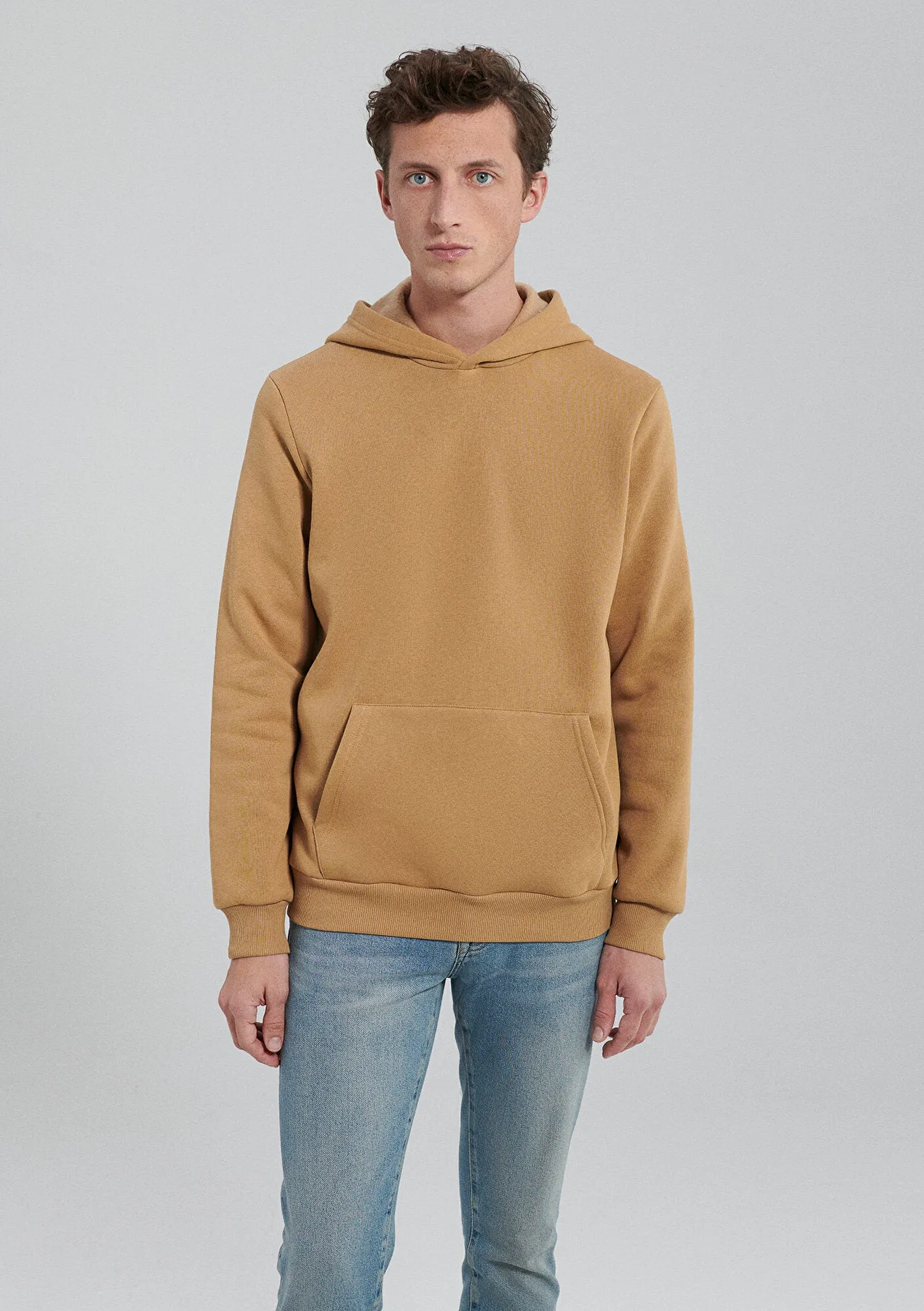 Hooded Brown Basic Sweatshirt