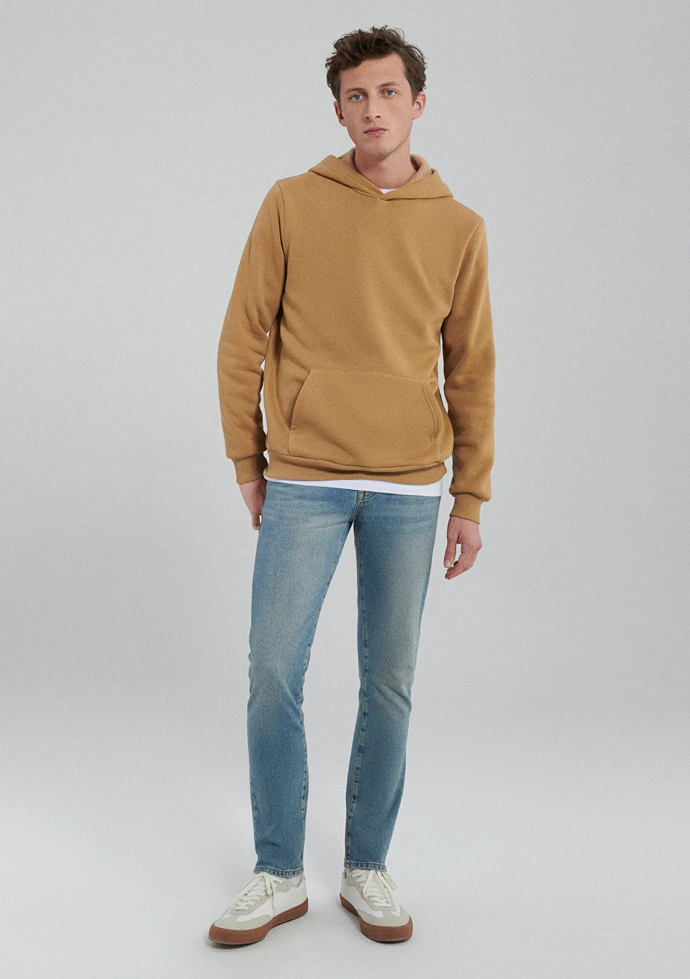 Hooded Brown Basic Sweatshirt