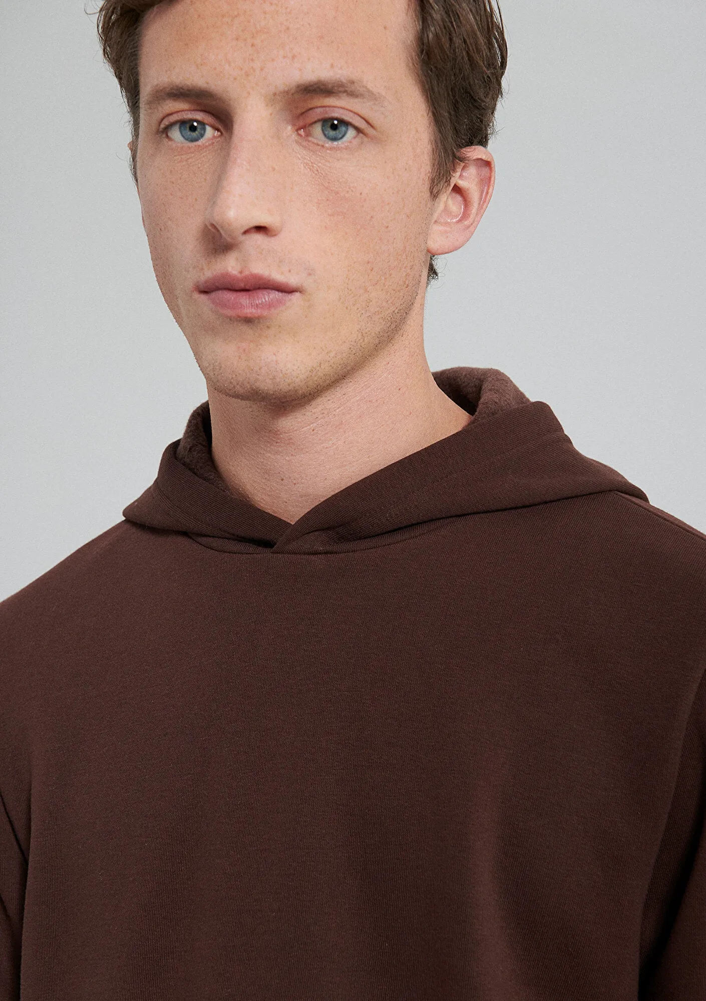 Hooded Brown Basic Sweatshirt
