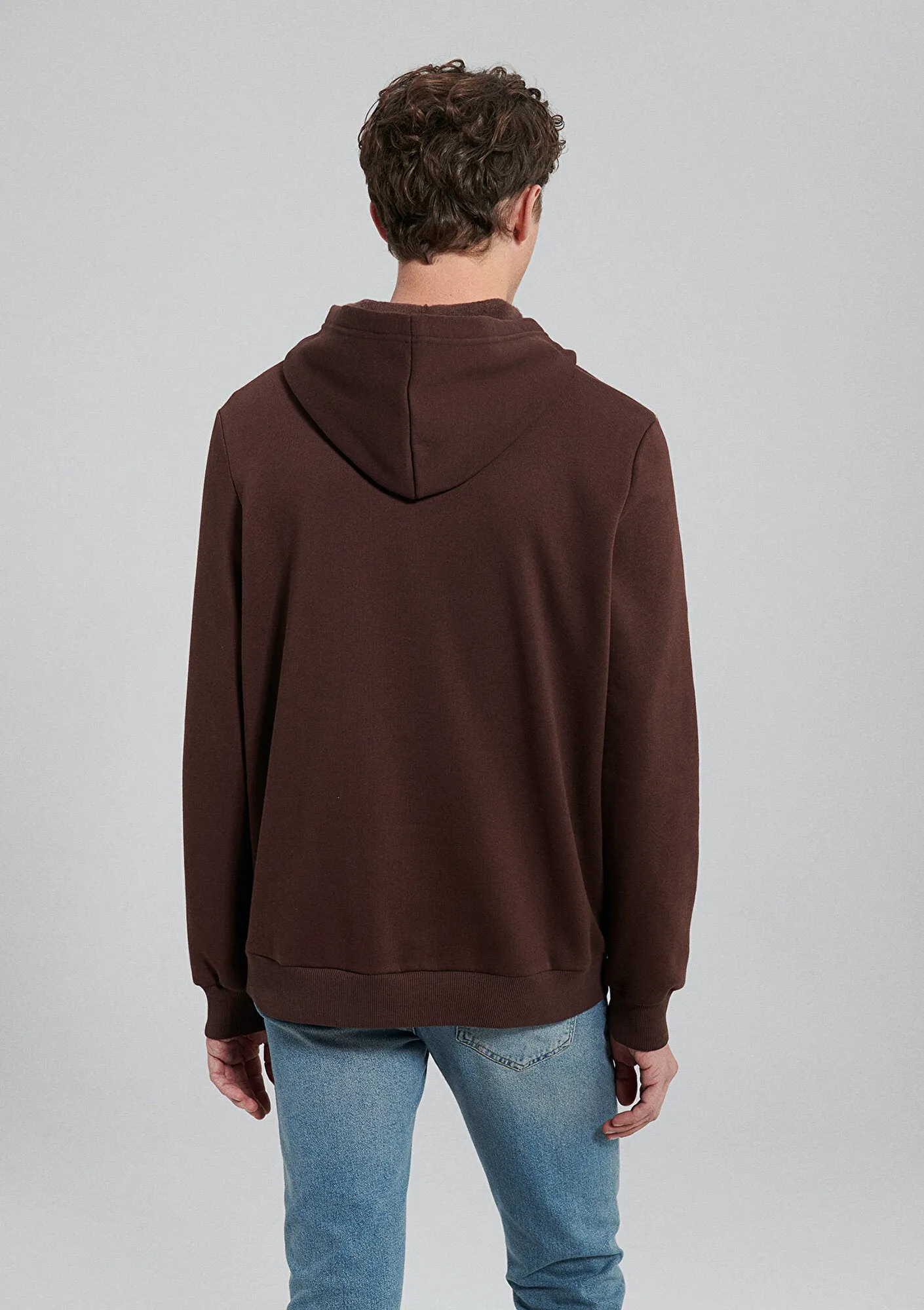 Hooded Brown Basic Sweatshirt