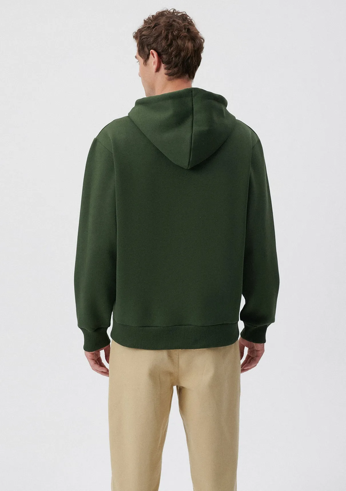 Hooded Green Zip Up Basic Sweatshirt