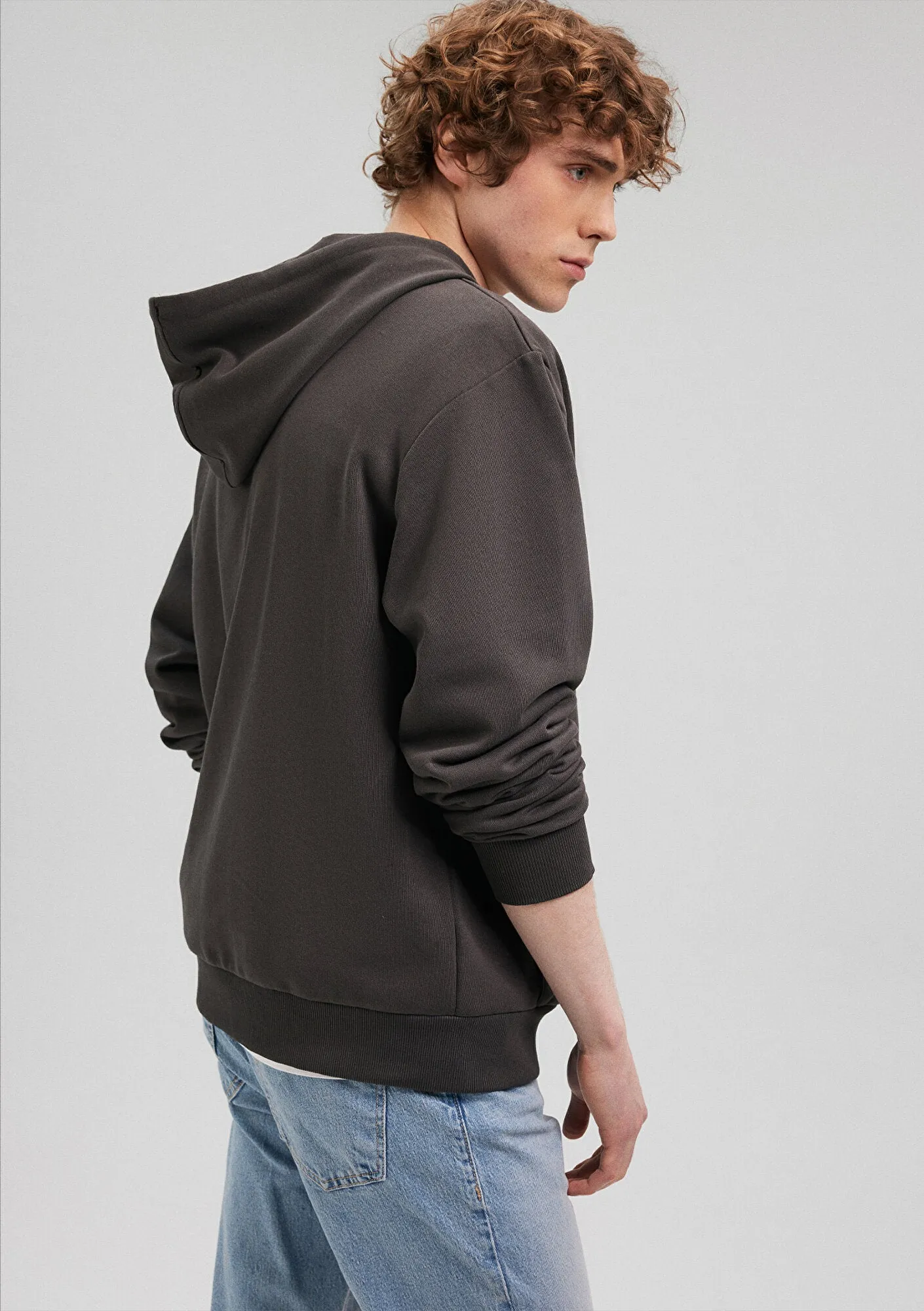 Hooded Grey Basic Zip Up Sweatshirt