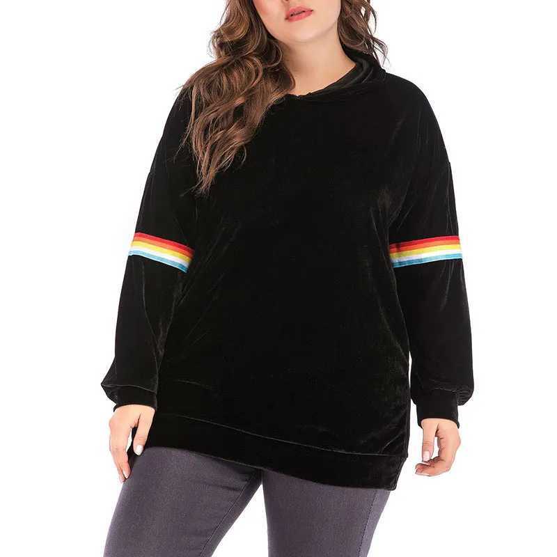 Hooded Long-sleeved Sweater Gold Velvet Bottoming Sweater Plus Size