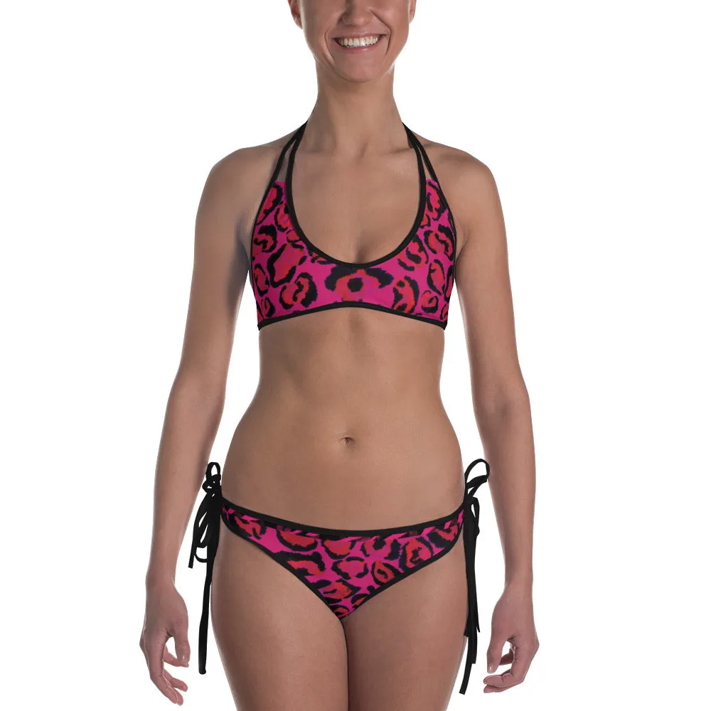 Hot Pink Animal Print - Reversible Bikini
