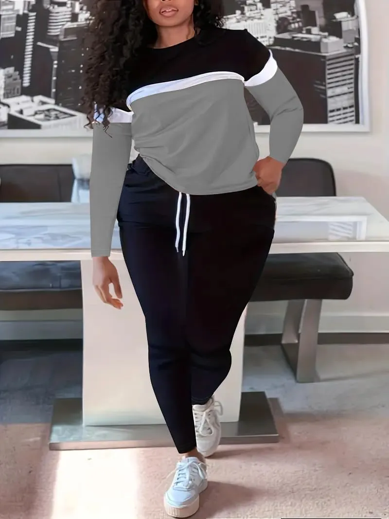 HTD Womens 2 Piece Outfits Casual Sweatsuits Long Sleeve Tracksuit Matching Sets