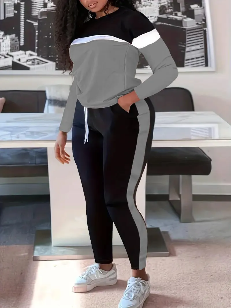 HTD Womens 2 Piece Outfits Casual Sweatsuits Long Sleeve Tracksuit Matching Sets