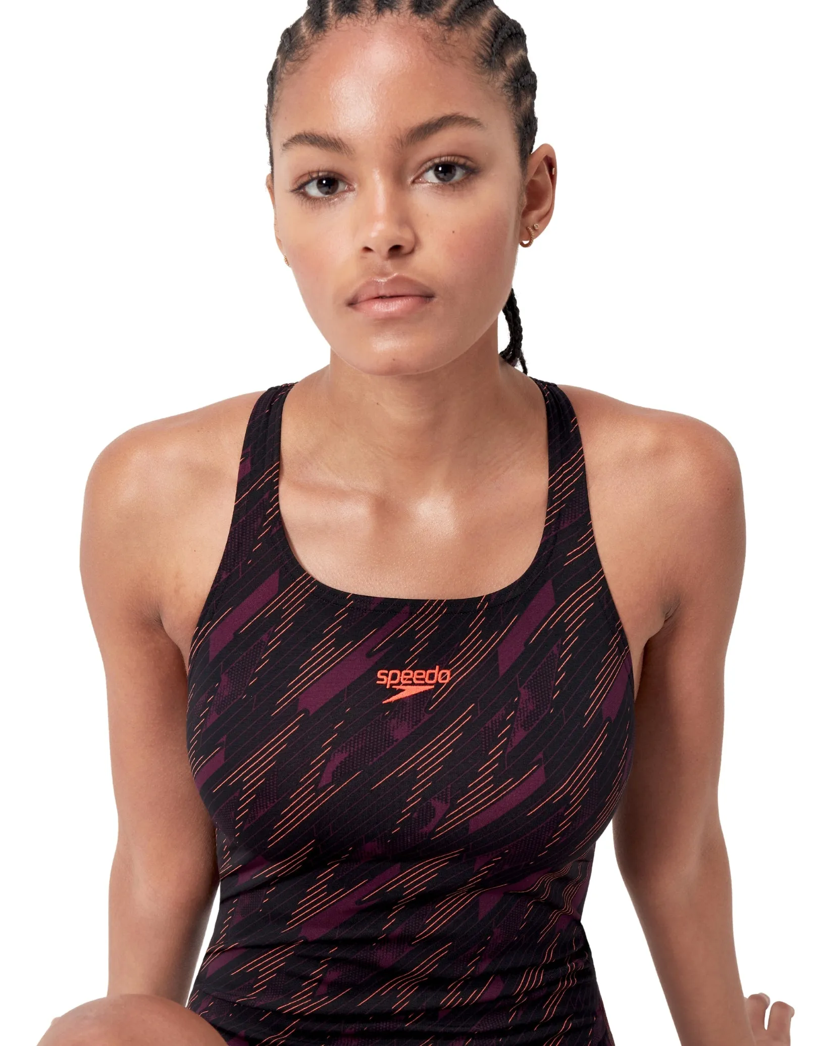 Hyperboom Allover Medalist Swimsuit - Black/Purple
