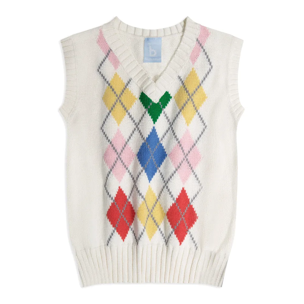 Intarsia Argyle Vest- Multicolor