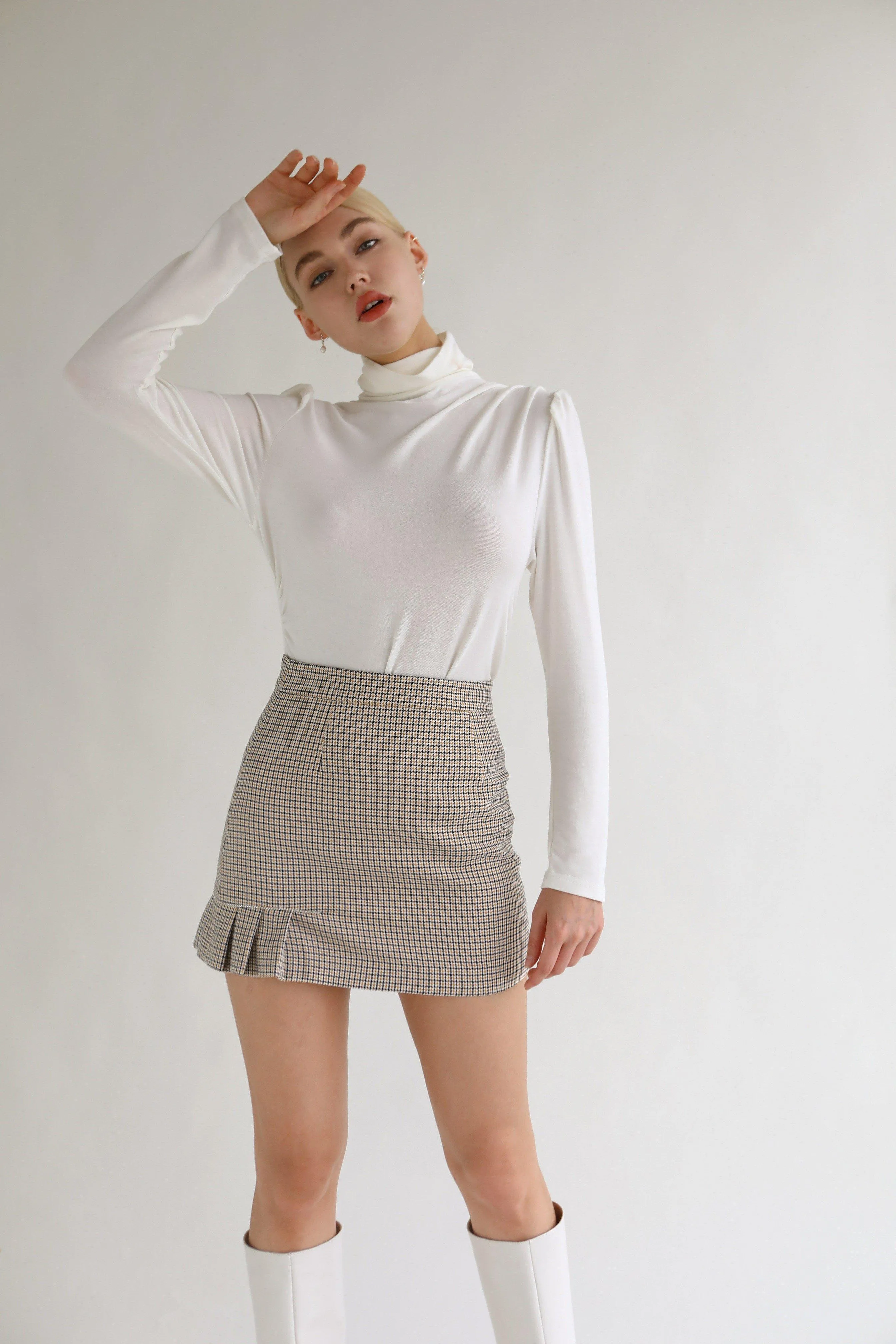 Joan Wool Blend Stretch Knit Turtleneck Top