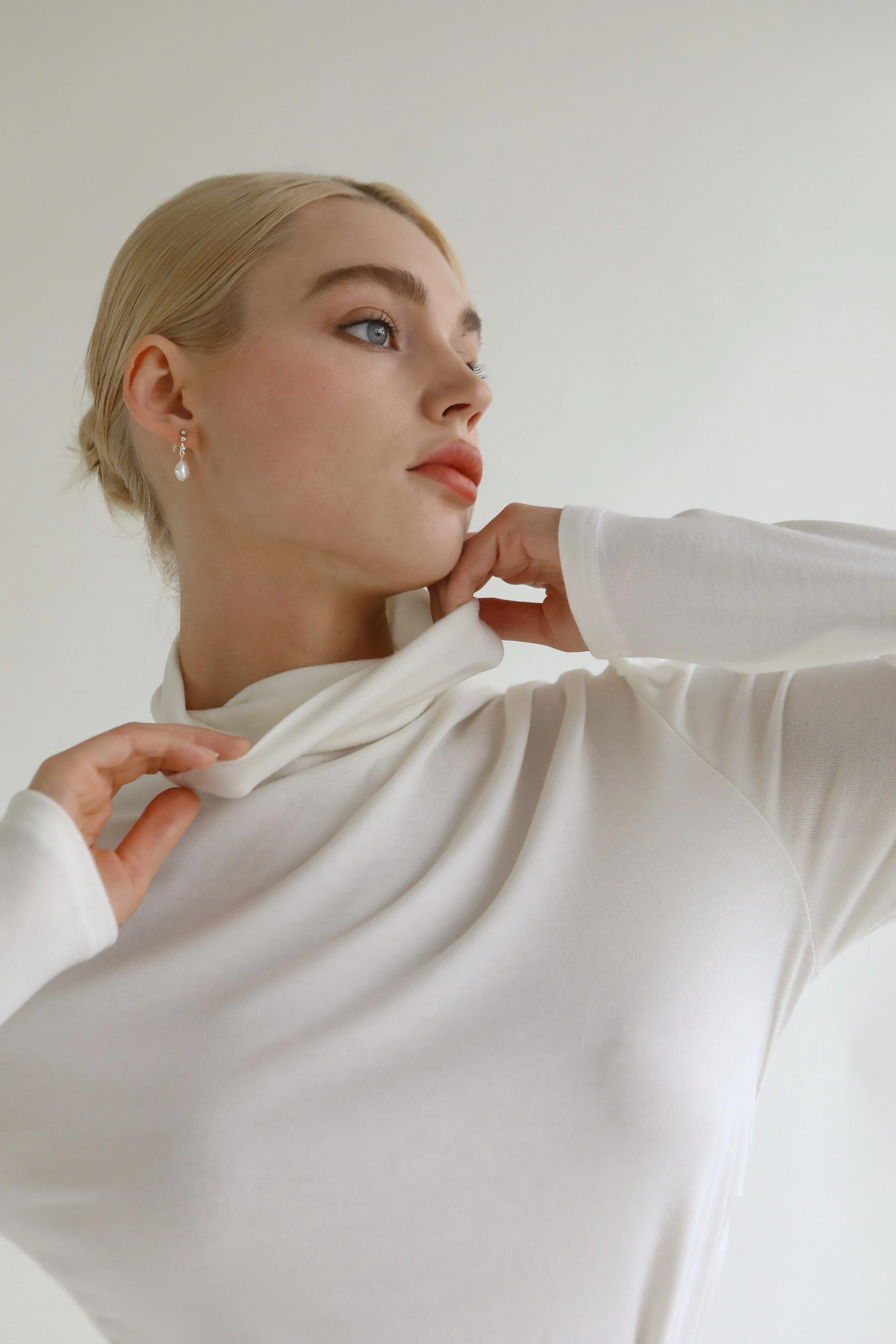 Joan Wool Blend Stretch Knit Turtleneck Top