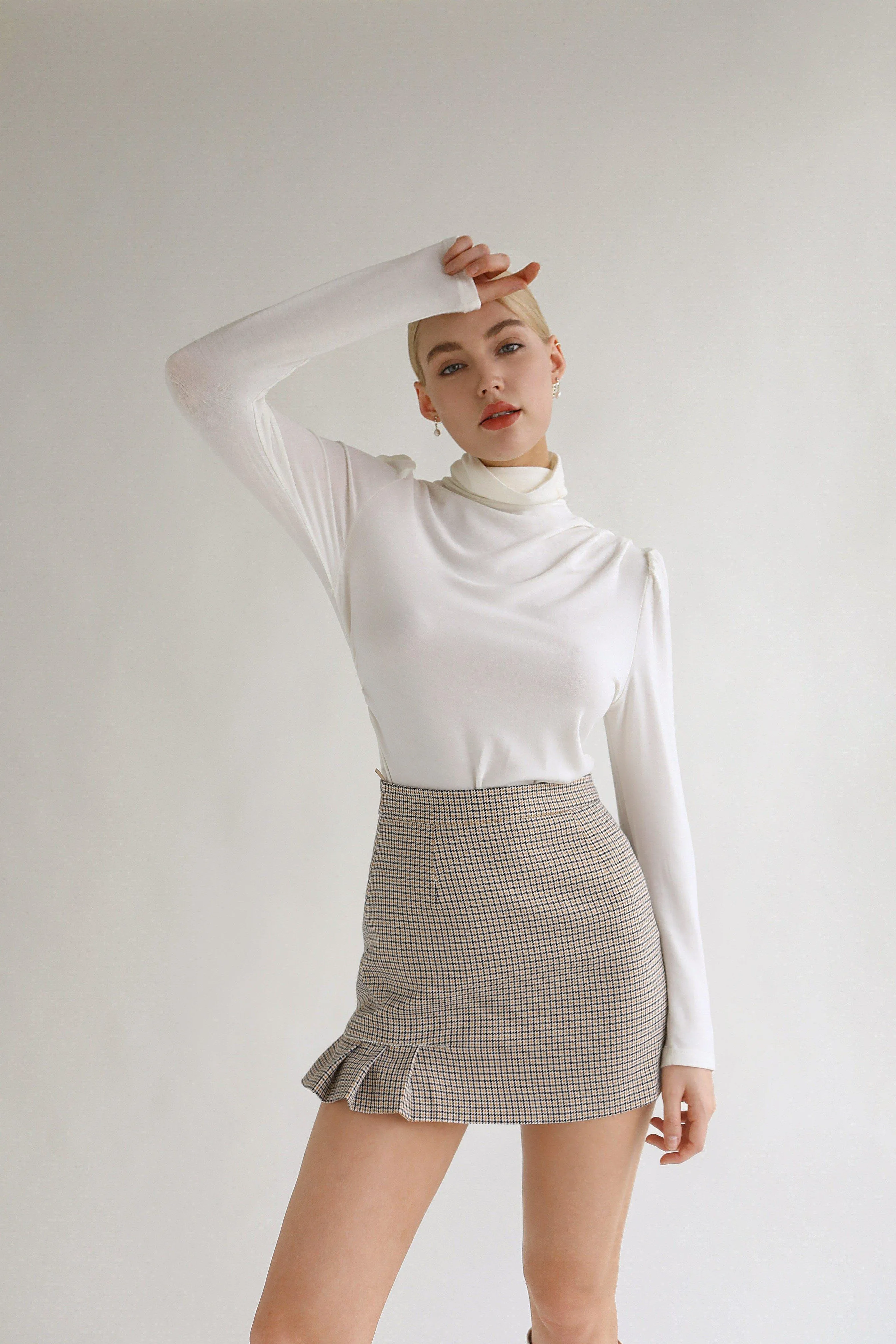 Joan Wool Blend Stretch Knit Turtleneck Top