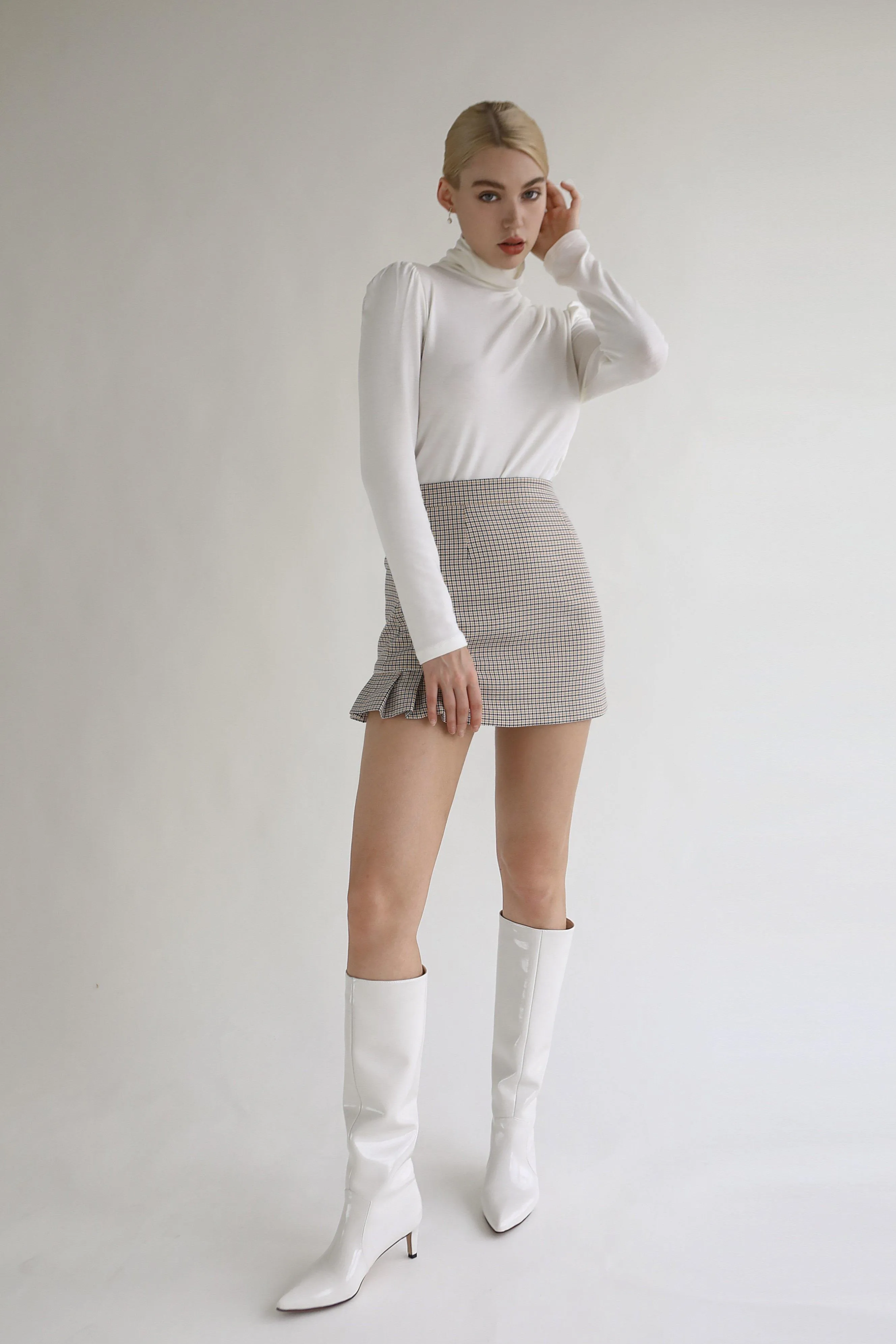 Joan Wool Blend Stretch Knit Turtleneck Top