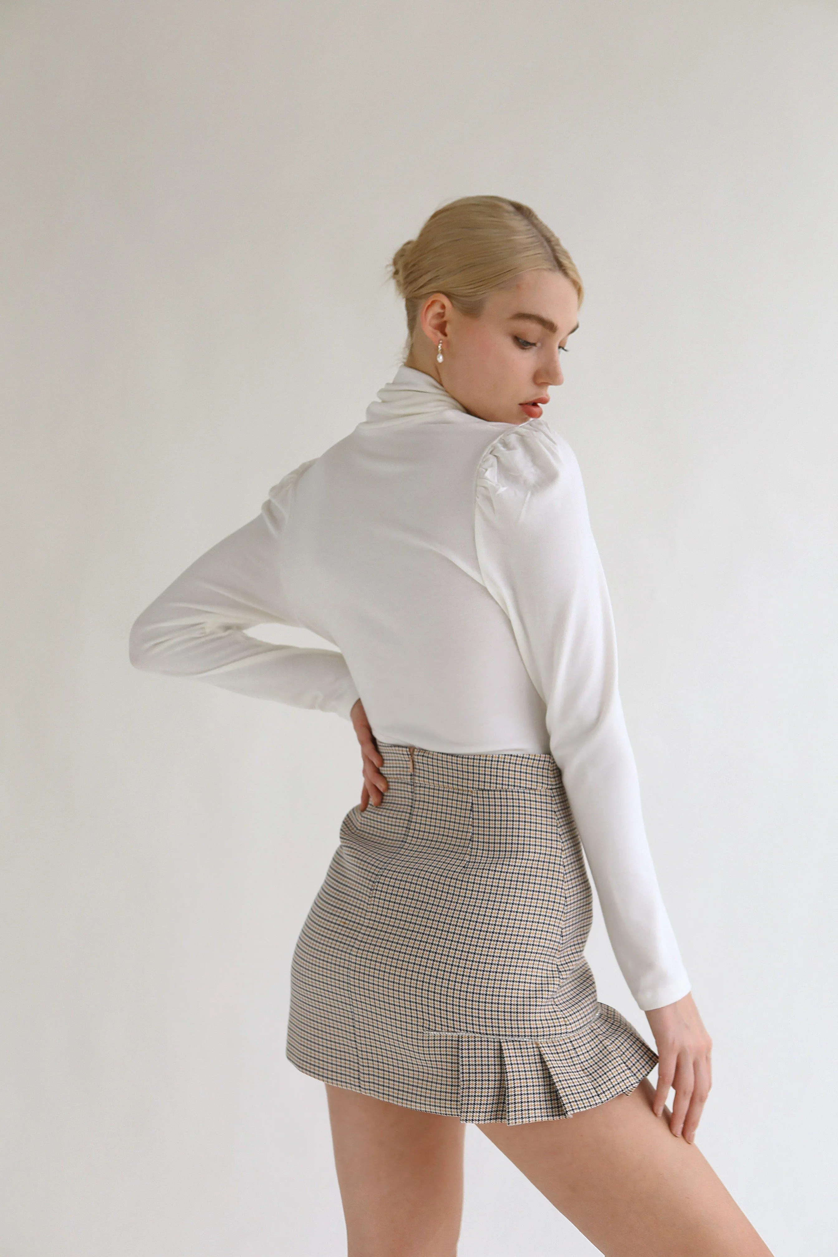 Joan Wool Blend Stretch Knit Turtleneck Top