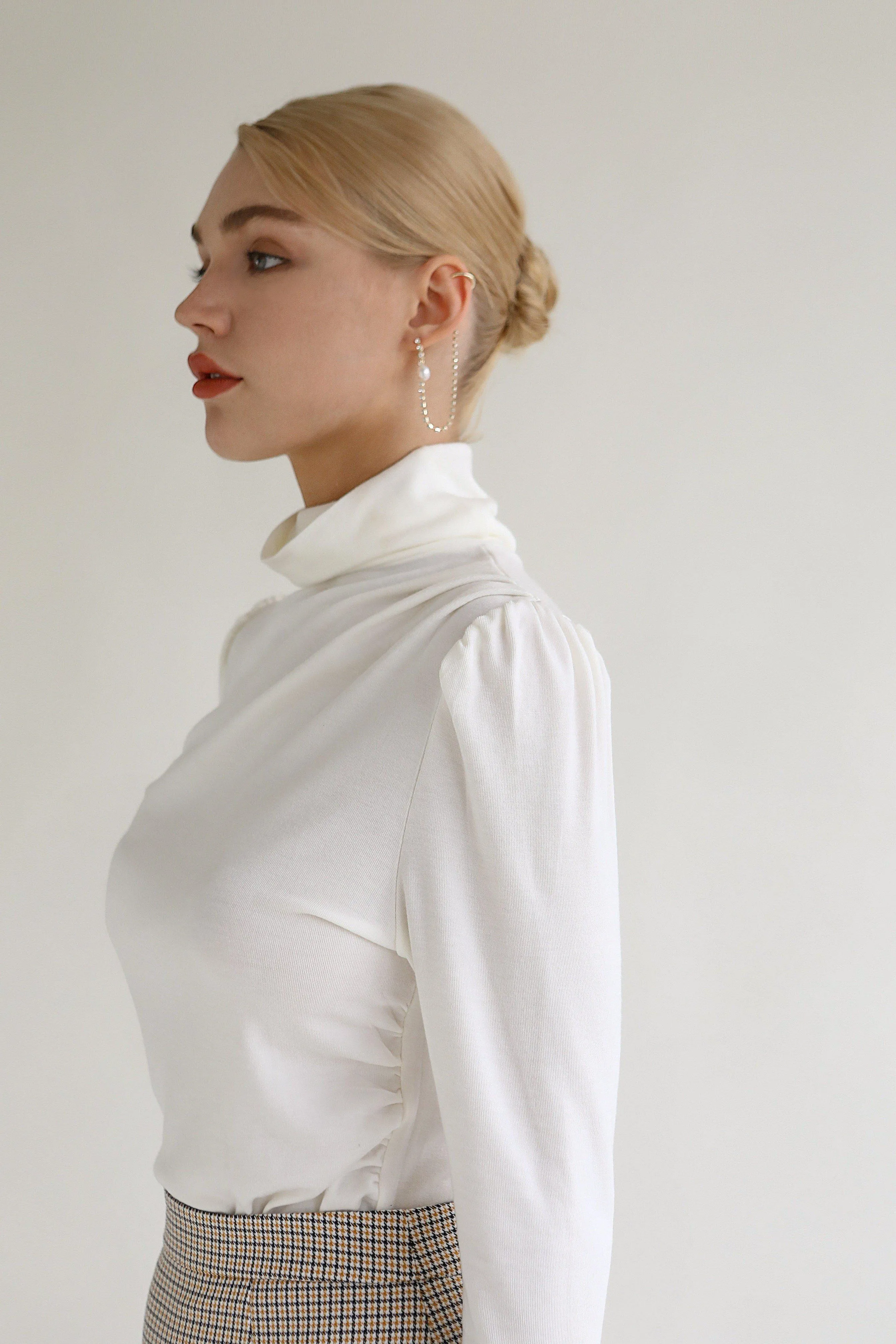 Joan Wool Blend Stretch Knit Turtleneck Top