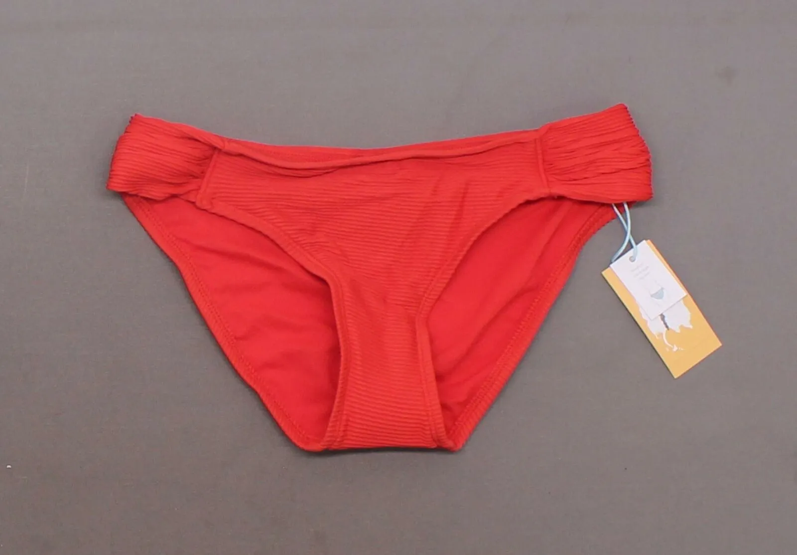Kona Sol Women's Mid Coverage Ribbed Tab Hipster Bikini Bottom