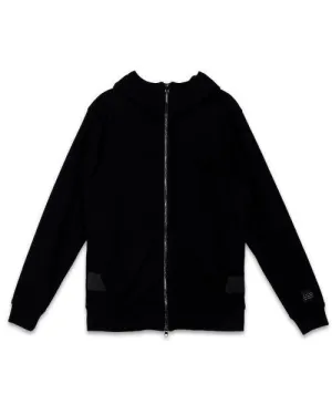 Konus Men's Zip up Hoodie With Chenille Embroidery in Black