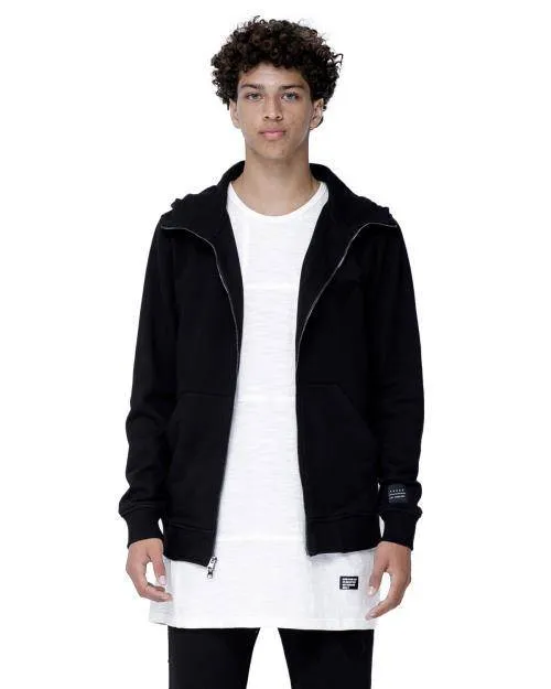 Konus Men's Zip up Hoodie With Chenille Embroidery in Black