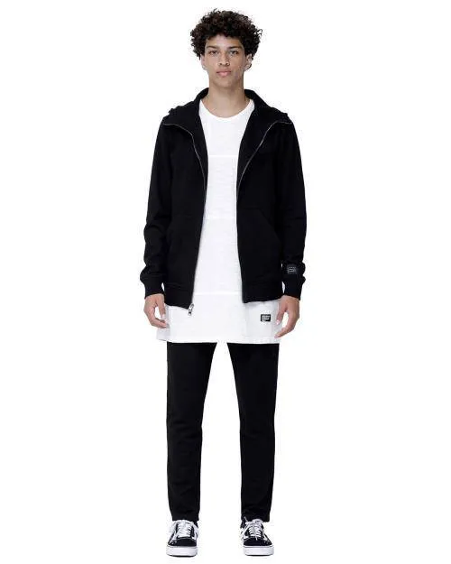 Konus Men's Zip up Hoodie With Chenille Embroidery in Black