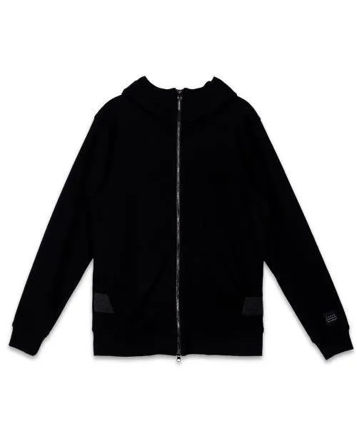 Konus Men's Zip up Hoodie With Chenille Embroidery in Black