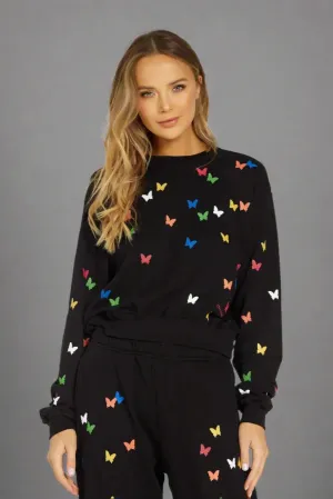 Lauren Moshi Spalding Mini Butterflies Crop Sweater