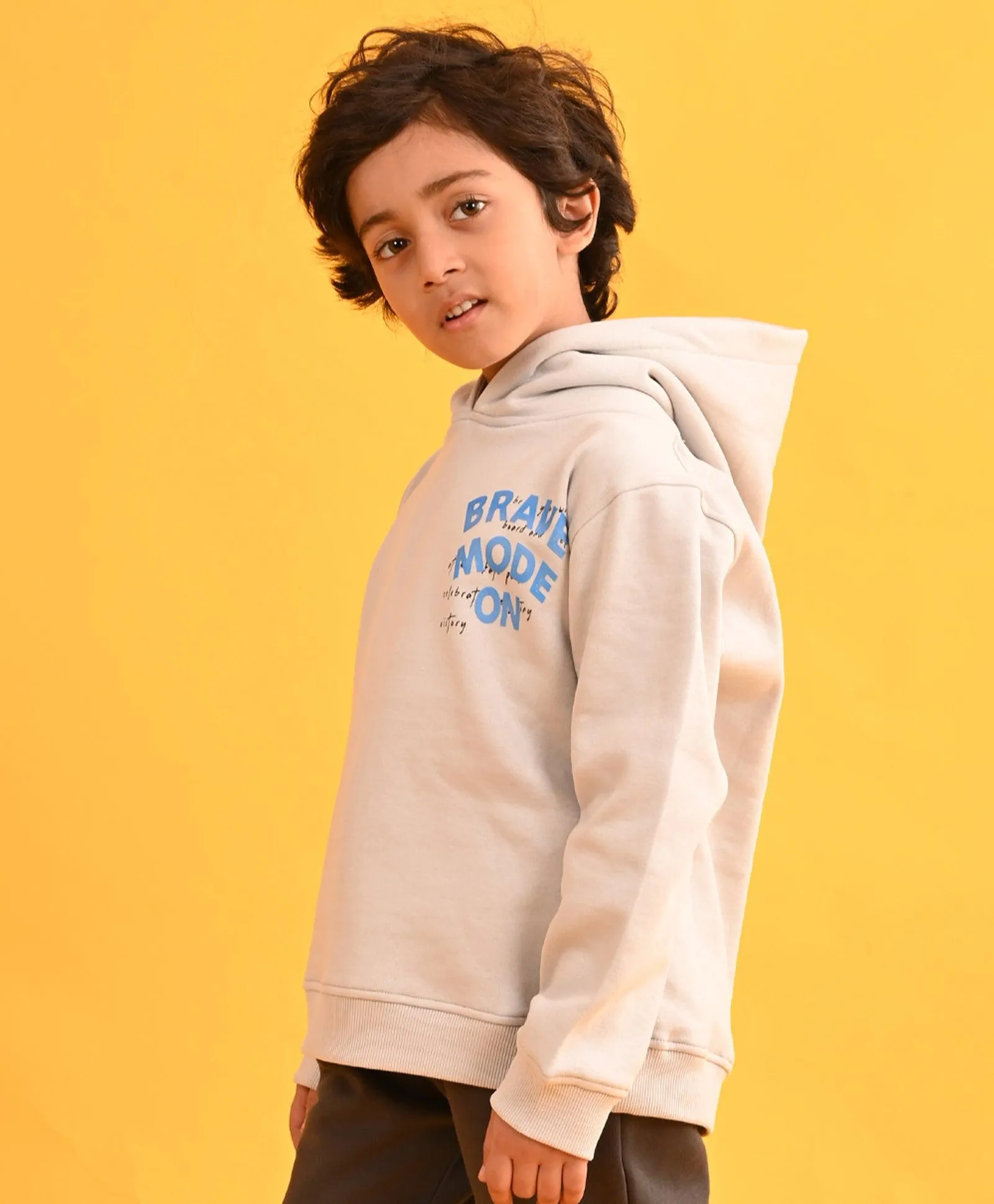 LIGHT GREY TMR FLEECE BOYS HOODIE - LIGHT GREY