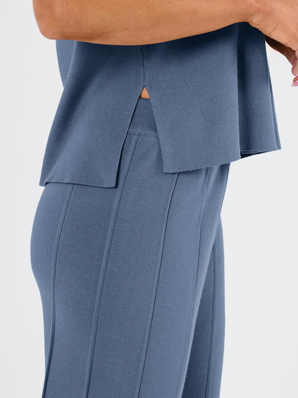 LILLUSORY 2 Piece Outfits for Women Lounge Matching Set Two Piece Knit Tracksuit Sweatsuits Top & Pants