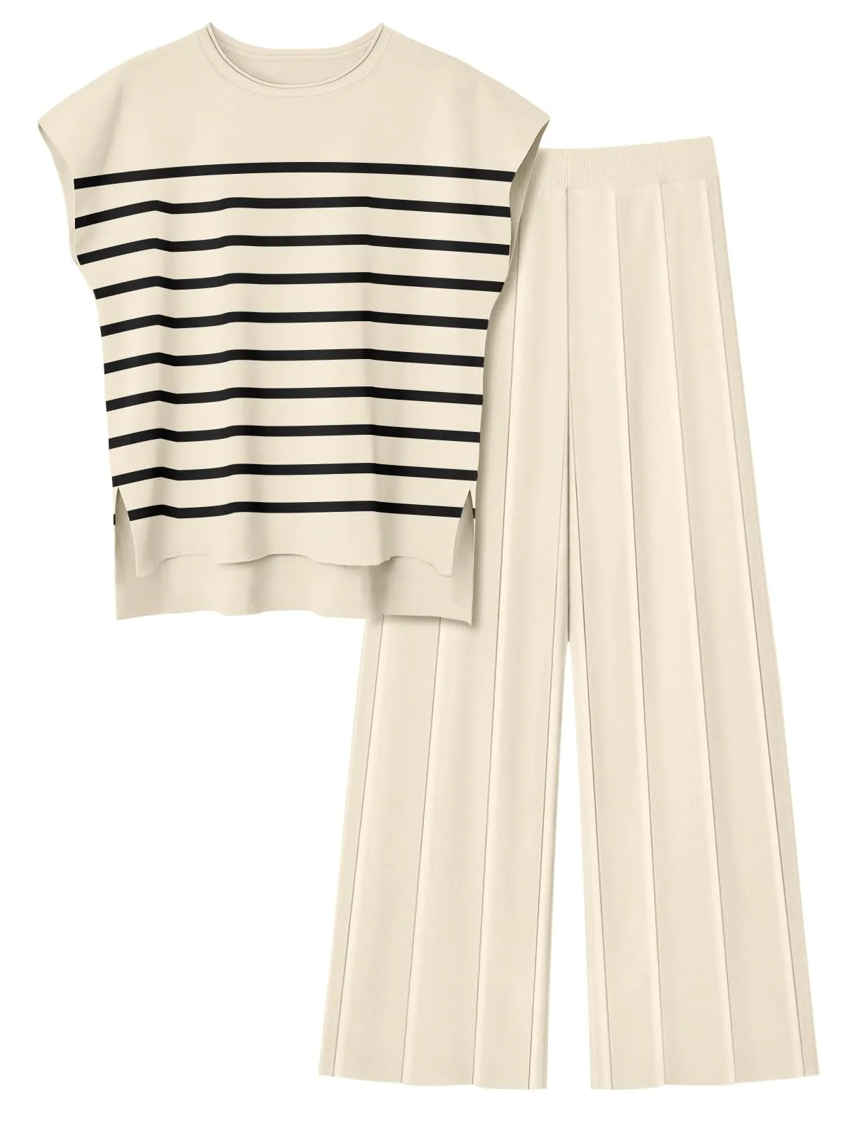 LILLUSORY 2 Piece Outfits for Women Lounge Matching Set Two Piece Knit Tracksuit Sweatsuits Top & Pants