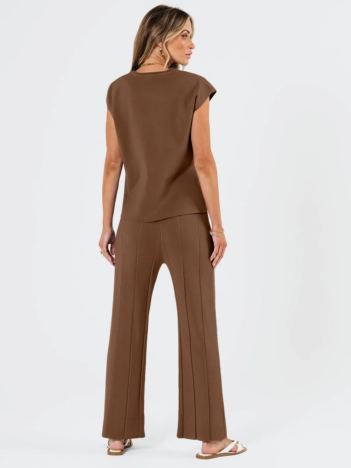LILLUSORY 2 Piece Outfits for Women Lounge Matching Set Two Piece Knit Tracksuit Sweatsuits Top & Pants