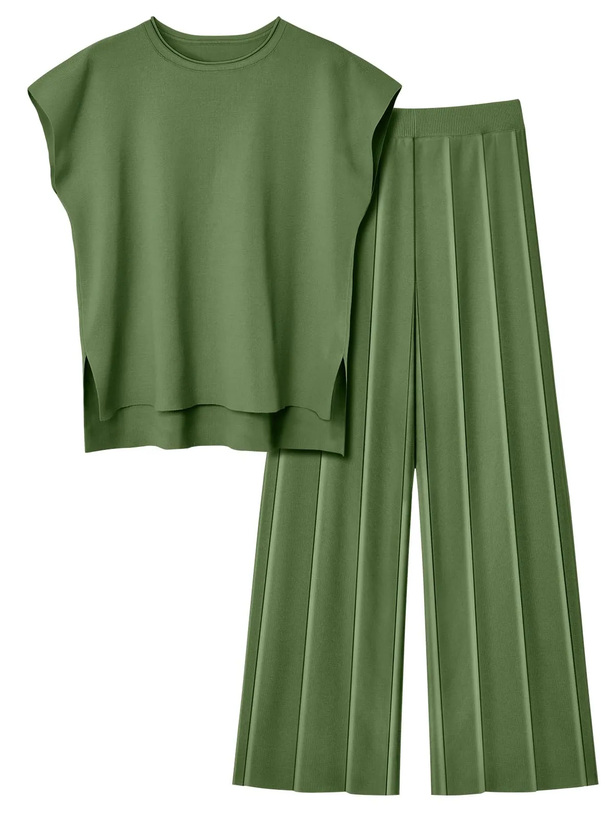 LILLUSORY 2 Piece Outfits for Women Lounge Matching Set Two Piece Knit Tracksuit Sweatsuits Top & Pants