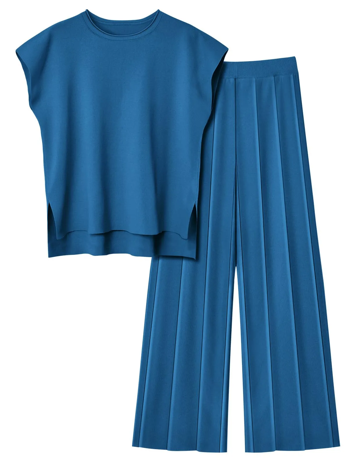 LILLUSORY 2 Piece Outfits for Women Lounge Matching Set Two Piece Knit Tracksuit Sweatsuits Top & Pants