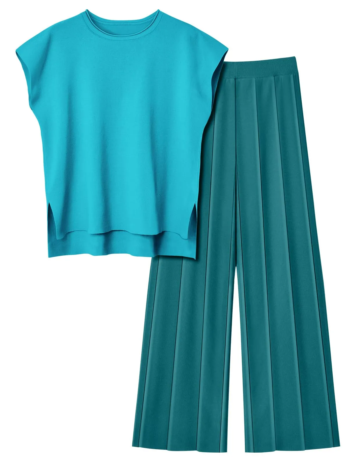 LILLUSORY 2 Piece Outfits for Women Lounge Matching Set Two Piece Knit Tracksuit Sweatsuits Top & Pants