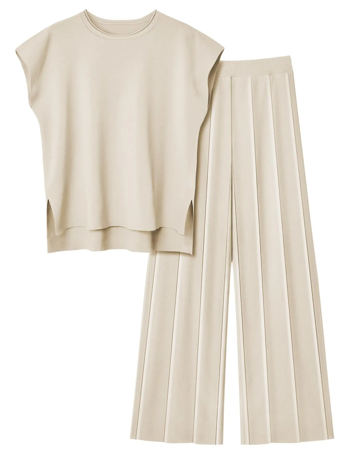 LILLUSORY 2 Piece Outfits for Women Lounge Matching Set Two Piece Knit Tracksuit Sweatsuits Top & Pants