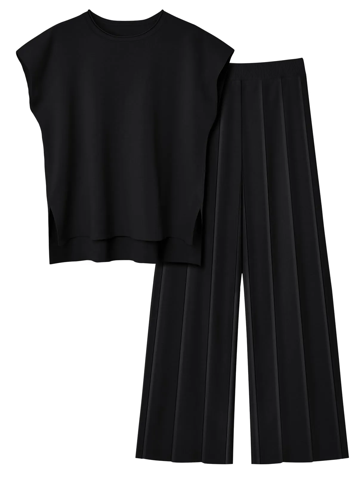 LILLUSORY 2 Piece Outfits for Women Lounge Matching Set Two Piece Knit Tracksuit Sweatsuits Top & Pants
