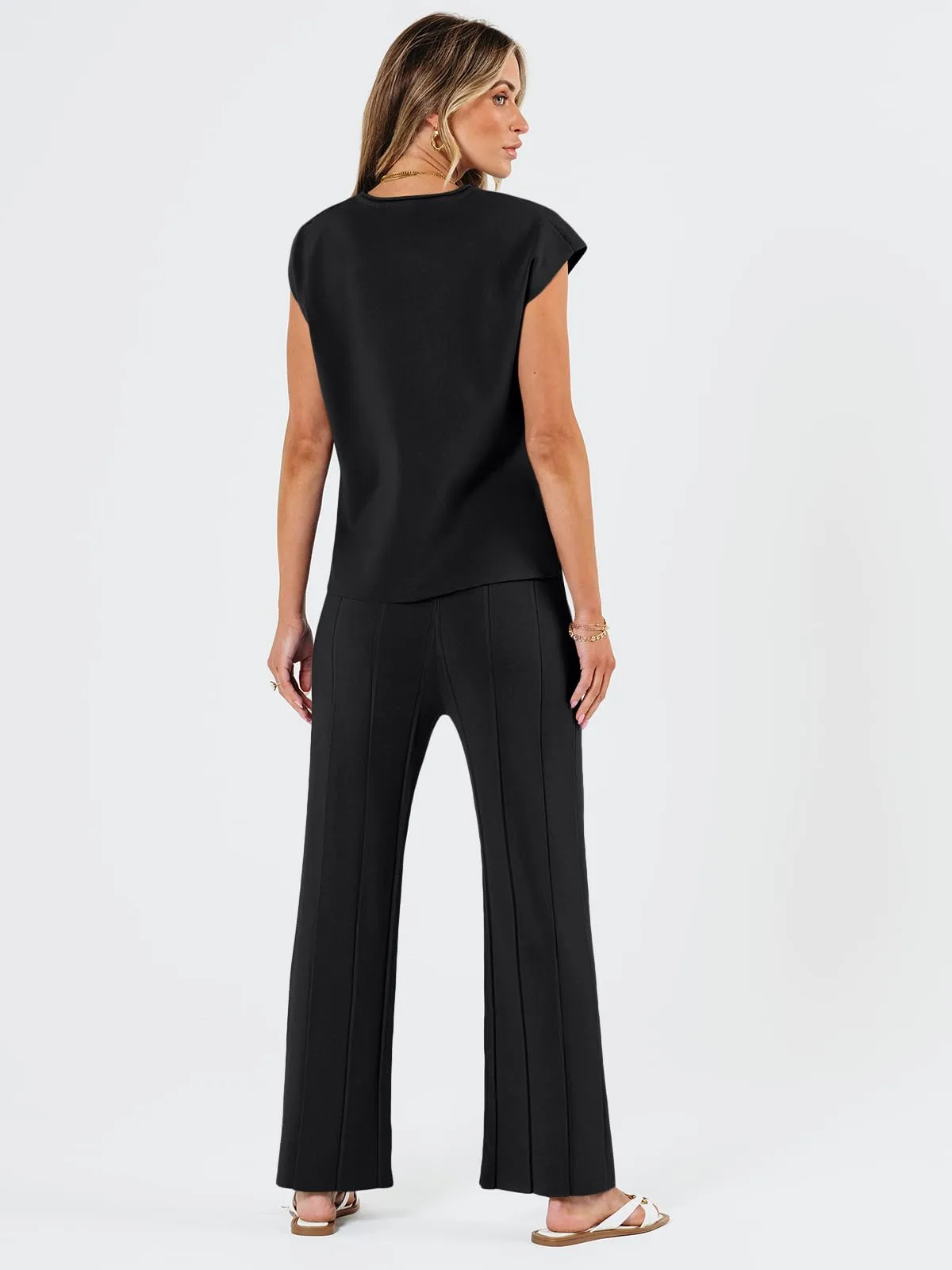 LILLUSORY 2 Piece Outfits for Women Lounge Matching Set Two Piece Knit Tracksuit Sweatsuits Top & Pants
