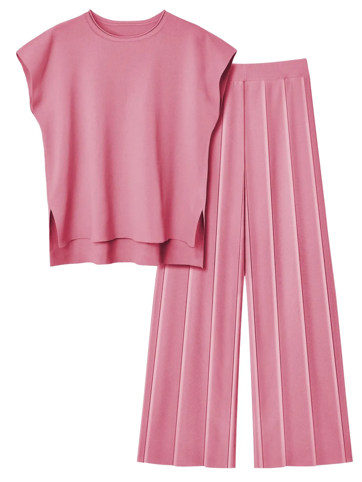 LILLUSORY 2 Piece Outfits for Women Lounge Matching Set Two Piece Knit Tracksuit Sweatsuits Top & Pants