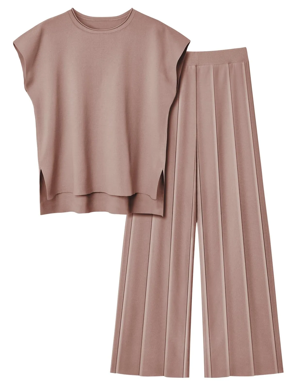 LILLUSORY 2 Piece Outfits for Women Lounge Matching Set Two Piece Knit Tracksuit Sweatsuits Top & Pants